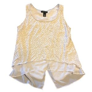 White House Black Market White & Gold Shimmer Tank Top | Women's S